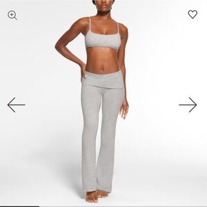 Skims Cotton Loungewear Heather Grey Fold Over Pants